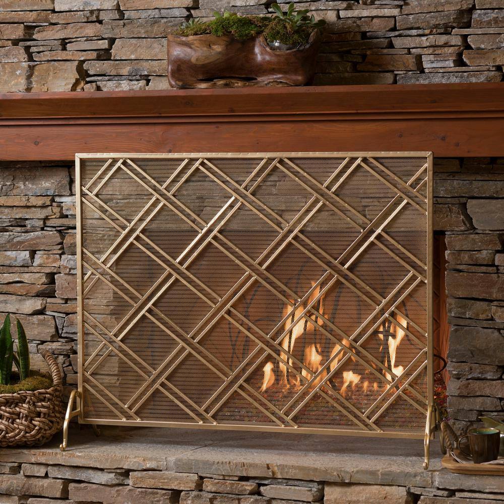 Josette Gold Metal 1-Panel Fireplace Screen - Hercitys