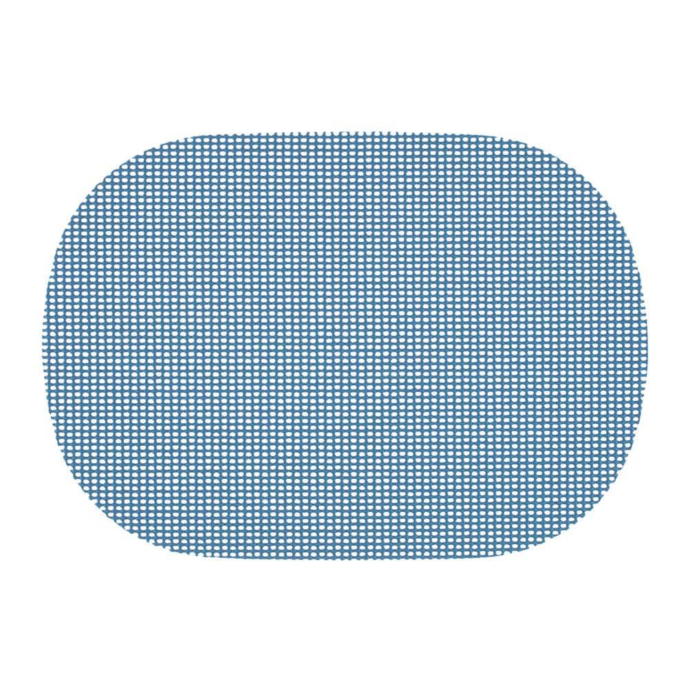 Fishnet 17 in. x 12 in. Niagara Blue PVC Covered Jute Oval Placemat (Set of 6) - Hercitys