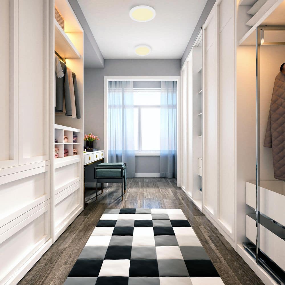 Trago 8.86 in. W x 0.51 in. H White Integrated LED Flush Mount Ceiling Light with White Acrylic Shade - Hercitys