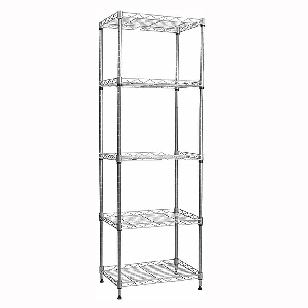 Silver 5-Tier Metal Garage Storage Shelving Unit (16.6 in. W x 53.5 in. H x 11.8 in. D) - Hercitys