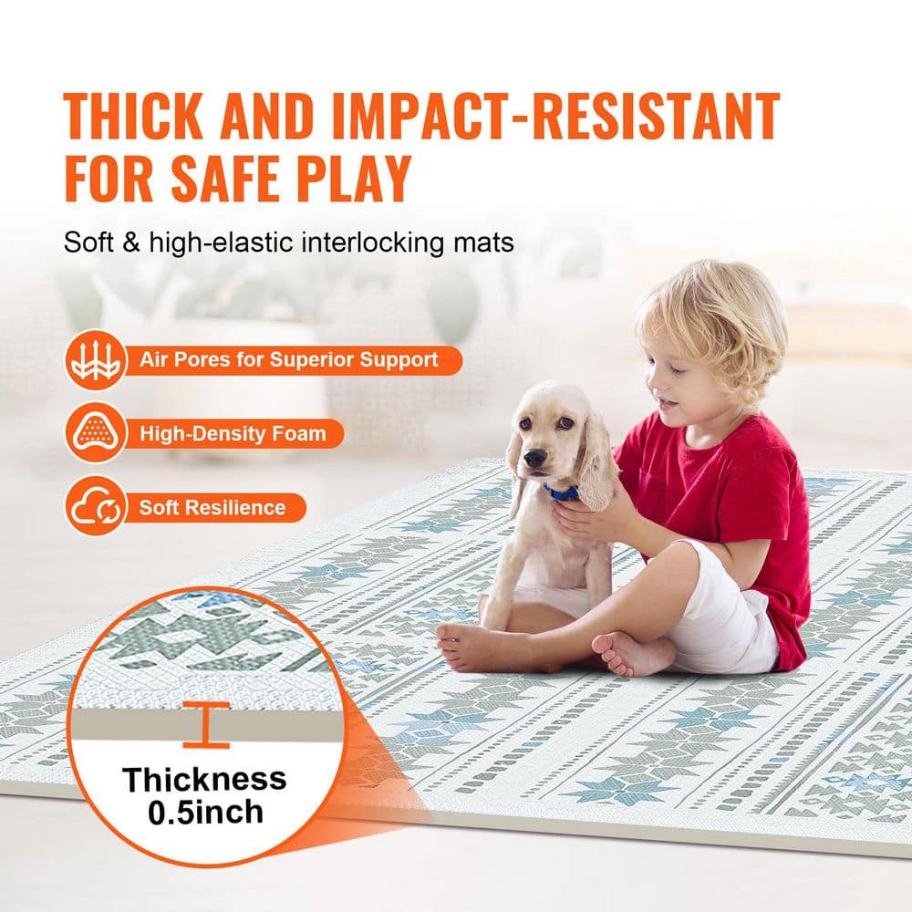 Kids Play Mat Gray, Toddler Play Mat, 24 in. W x 24 in. L 0.5 in. T EVA Foam Gym Flooring Mat (24 sq. ft. 6pcs) - Hercitys