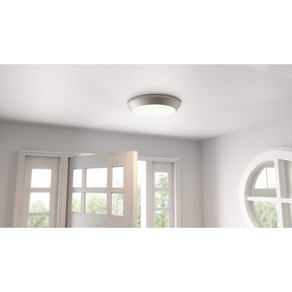 Verge 5.5 in. Brushed Nickel LED Flush Mount with White Acrylic Shade - Hercitys