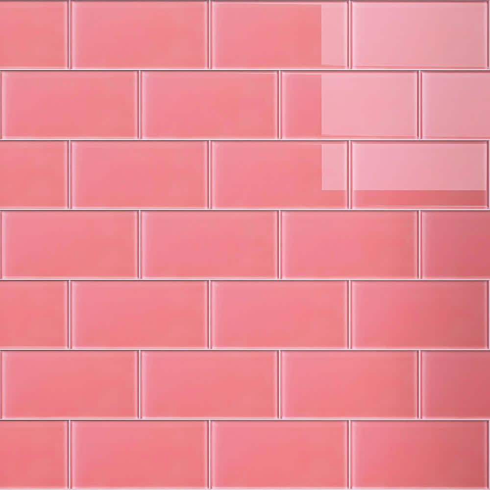 Crystile Pink 3 in. X 6 in. Glossy Glass Subway Tile (10 sq. ft./Case) - Hercitys