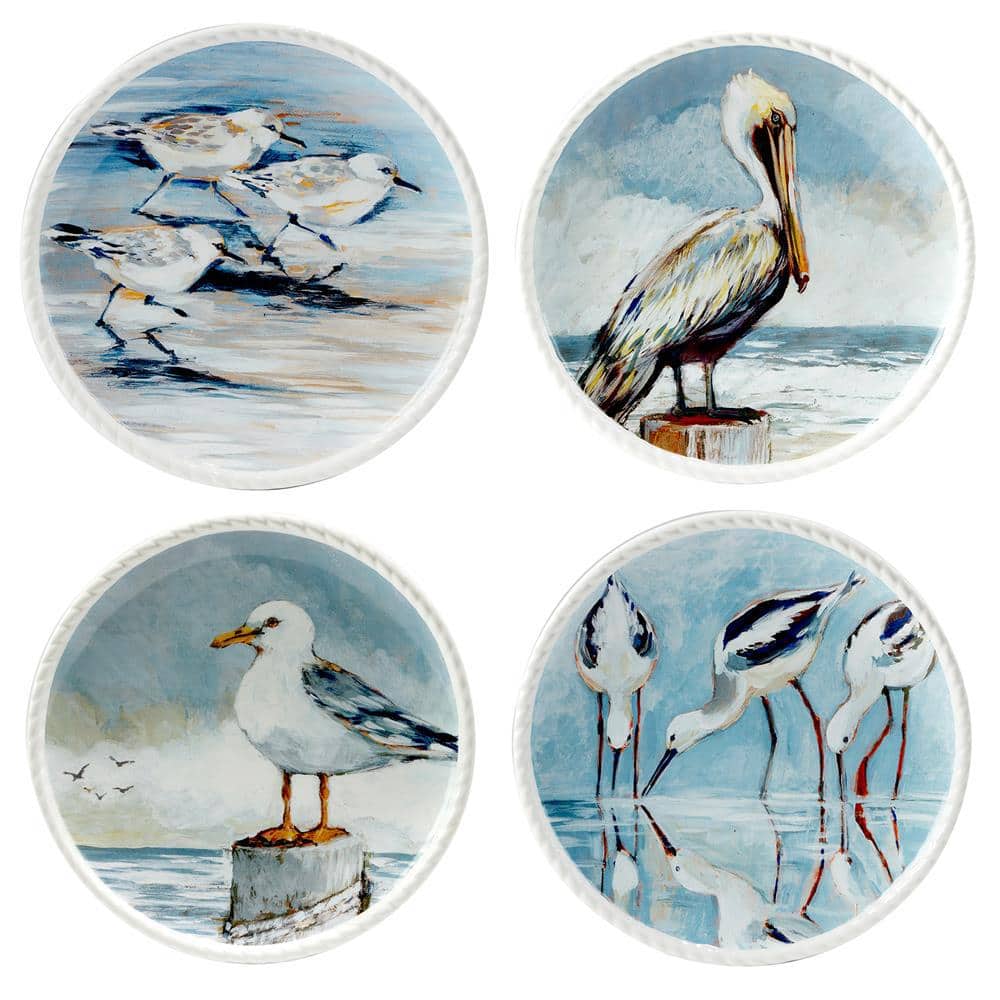 Shorebirds Assorted Colors Salad Plates (Set of 4) - Hercitys