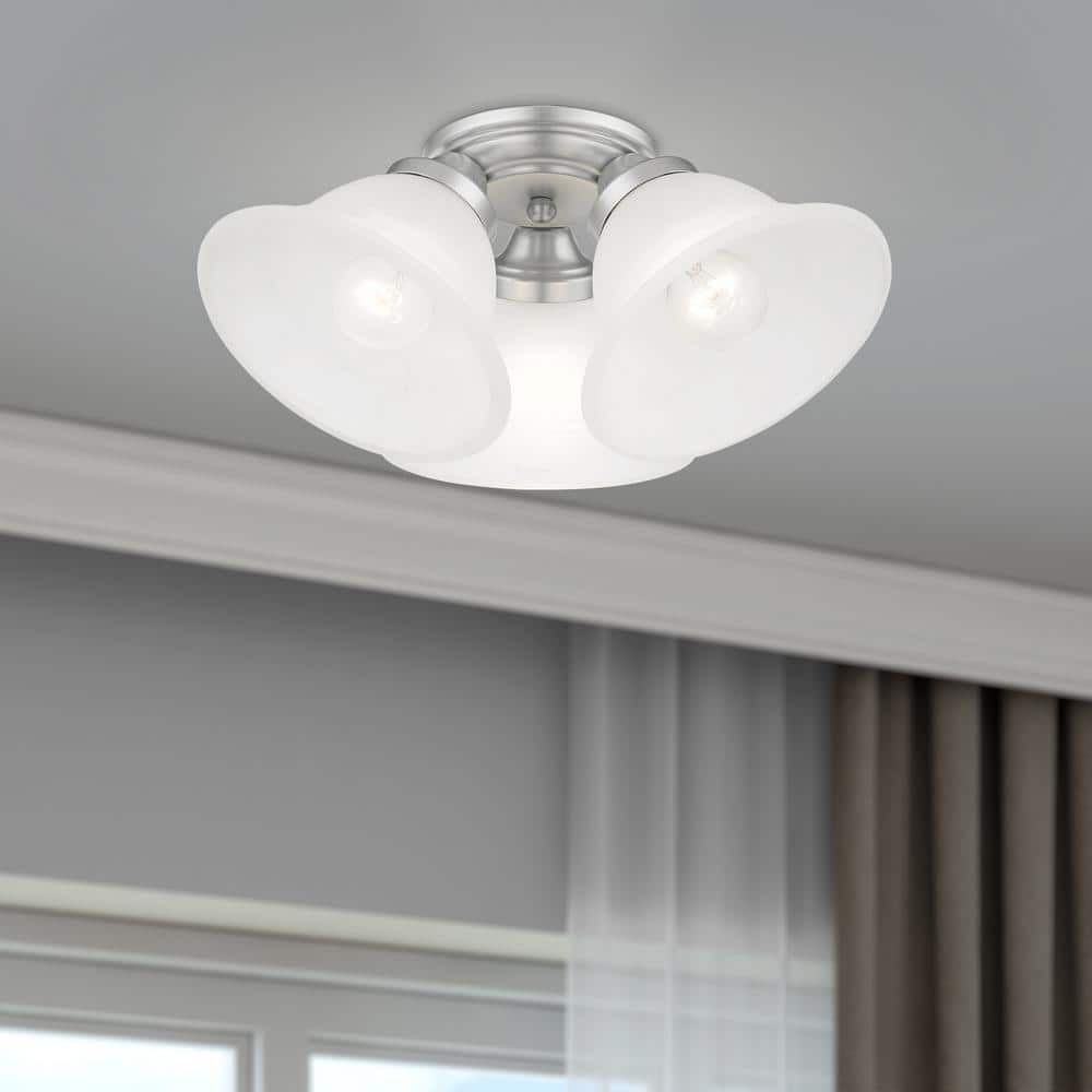 Lawson 3 Light Painted Satin Nickel Flush Mount - Hercitys