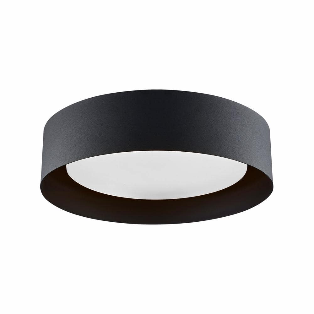 Marley 15.75 in. 3- Light Black Selectable LED Flush Mount Ceiling Fixture - Hercitys