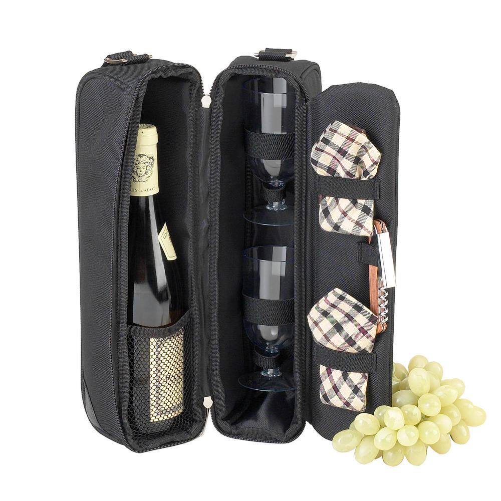 Sunset Black and London Wine Tote for 2 with Glasses - Hercitys