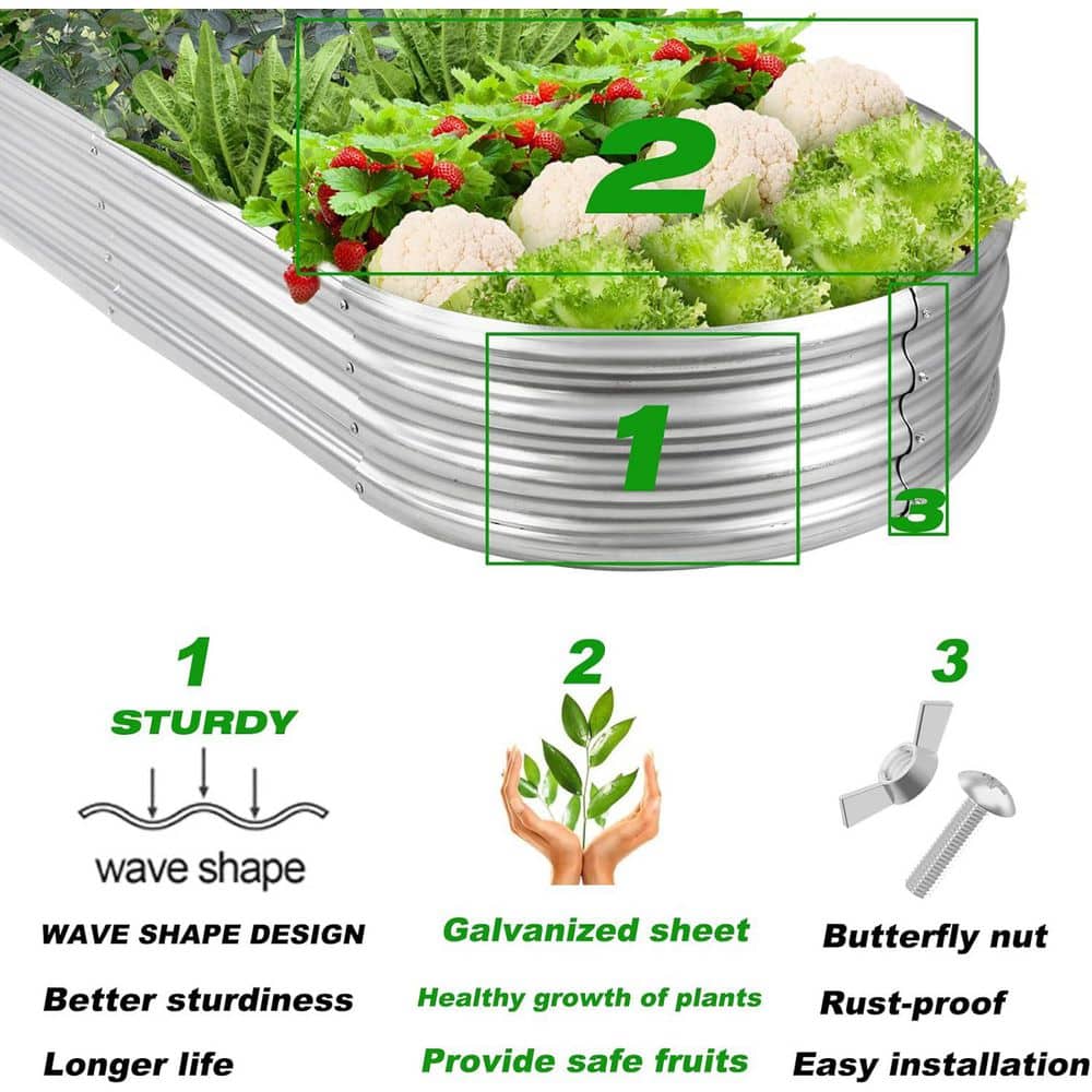 9.09 cu. ft. Soil Raised Garden Bed Planter Box Outdoor Metal for Vegetables Flower Herb (1-Pack) - Hercitys