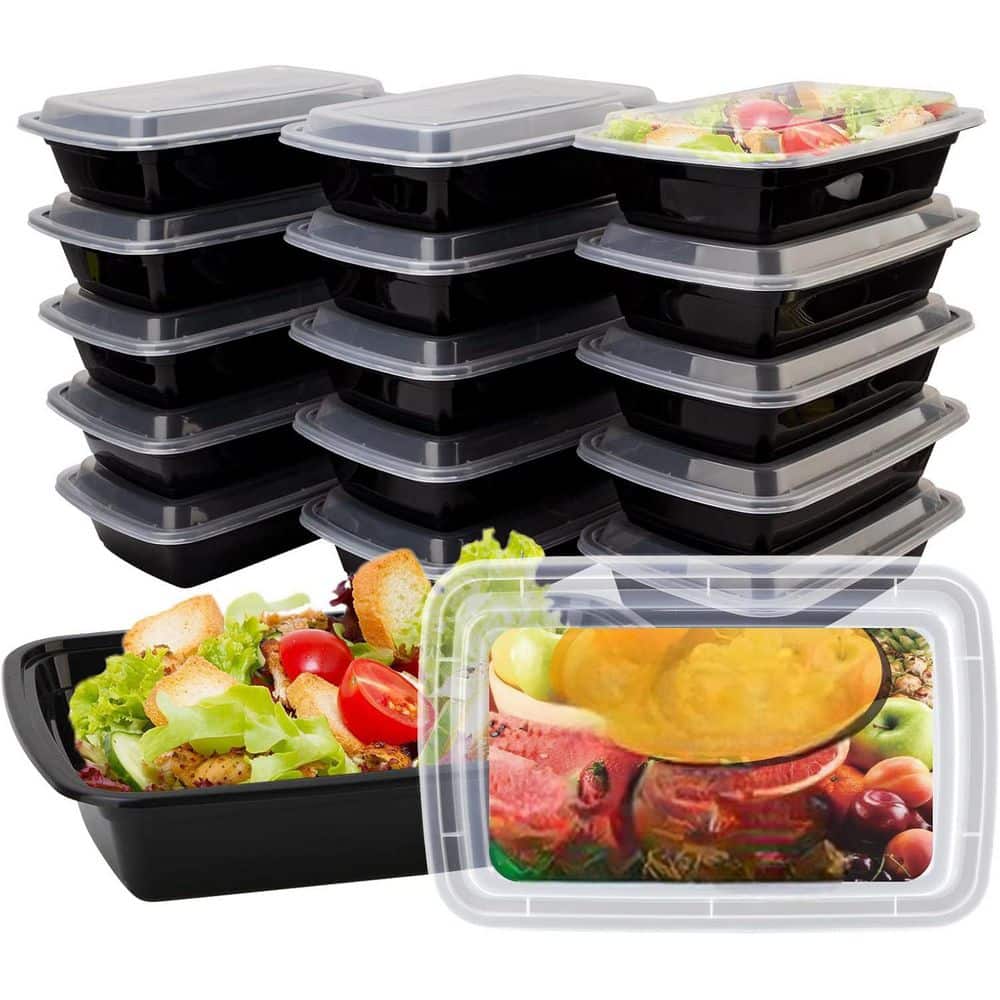 Meal Prep Containers 50-Pack 32 oz. Reusable Leakproof BPA-Free Microwave Dishwasher Safe with Lids Set Food Storage - Hercitys