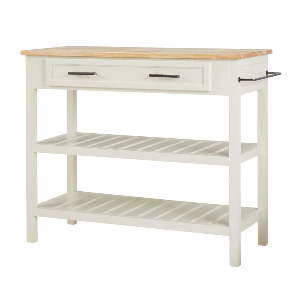 Sarah Easy White Wood 42 in. Kitchen Island - Hercitys