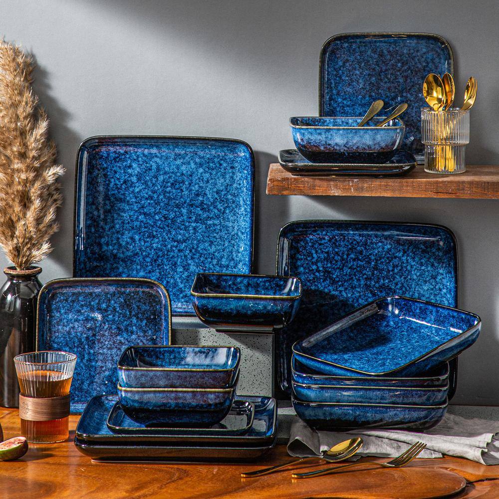 Stern 16-Piece Dark Blue Stoneware Dinnerware Set (Service for 4) - Hercitys