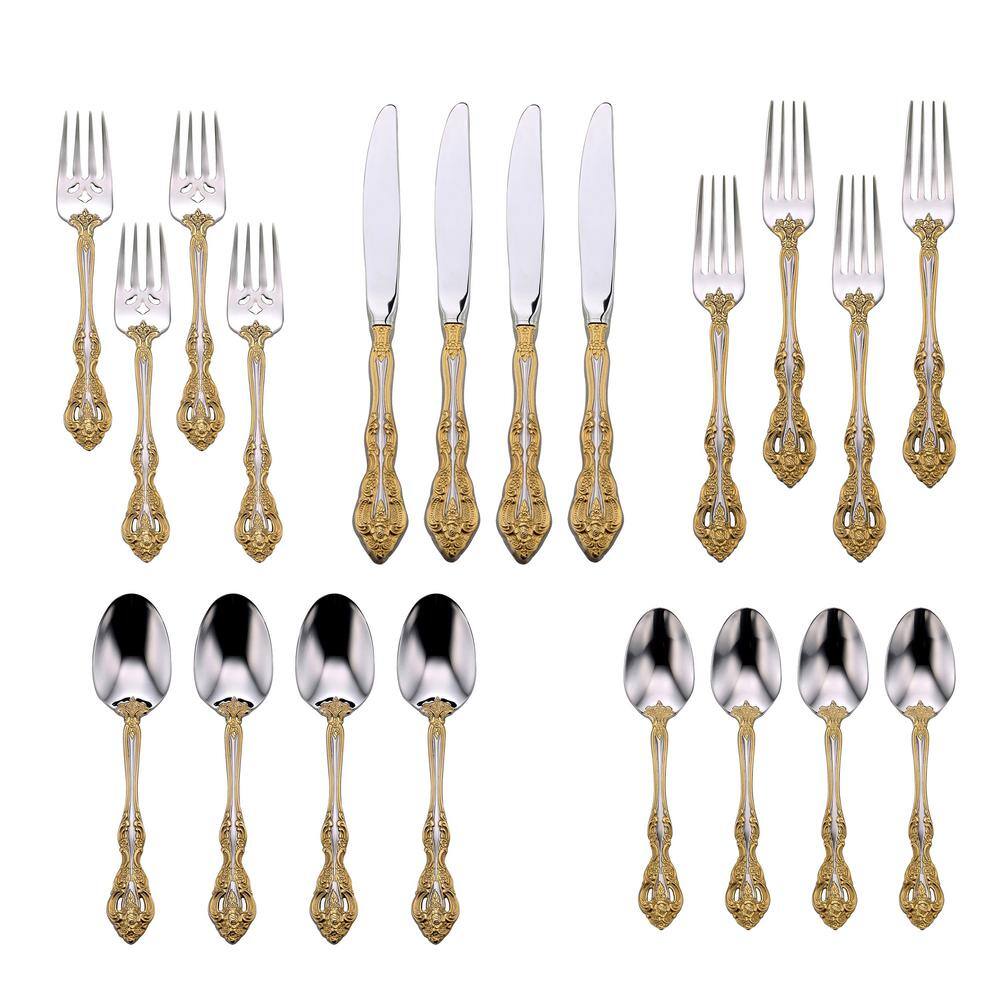 Golden Michelangelo 20-Piece Silver 18/10-Stainless Steel Flatware Set (Service For 4) - Hercitys