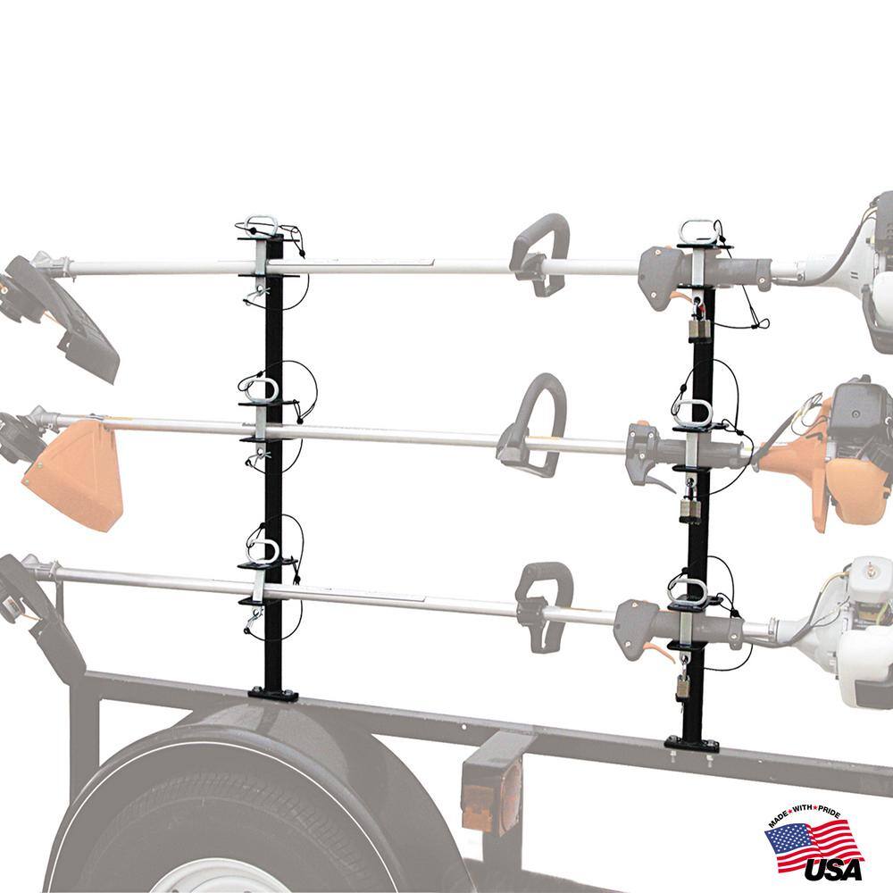 Channel Style 3-Position Landscape Trimmer Rack Holder for Open Trailers with Padlocks - Hercitys