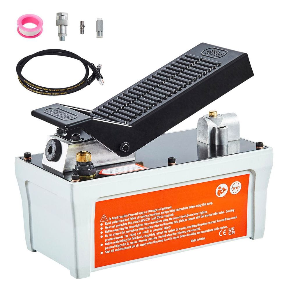 Air Hydraulic Pump, 10,000 PSI, 1/2 Gal Reservoir, NPT 3/8 in. Outlet, NPT 1/4 in. Inlet, Foot Actuated, Gray - Hercitys