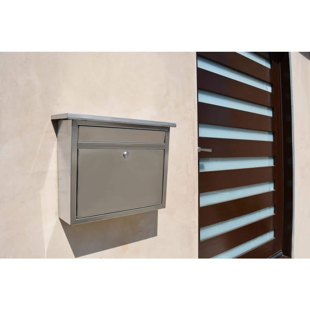 Maya Silver, Medium, Steel, Locking, Wall Mount Mailbox - Hercitys
