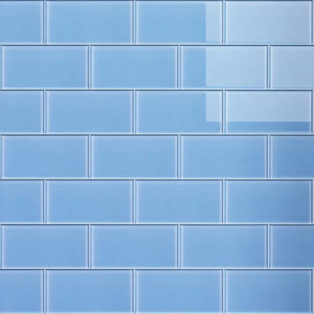 Crystile Blue 3 in. X 6 in. Glossy Glass Subway Tile (10 sq. ft./Case) - Hercitys