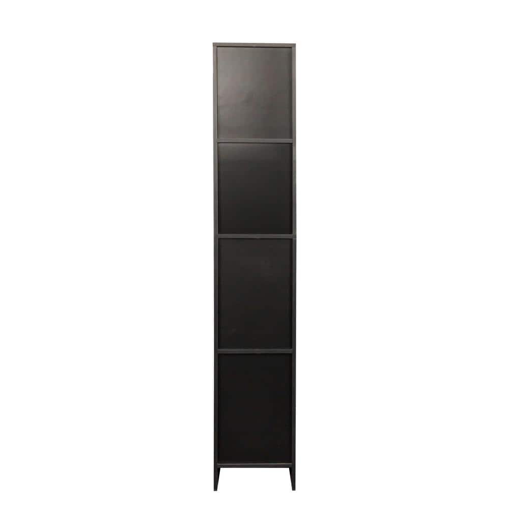 Tall Freestanding Cabinet with 2 Doors and 4 Storage Shelves in Black - Hercitys