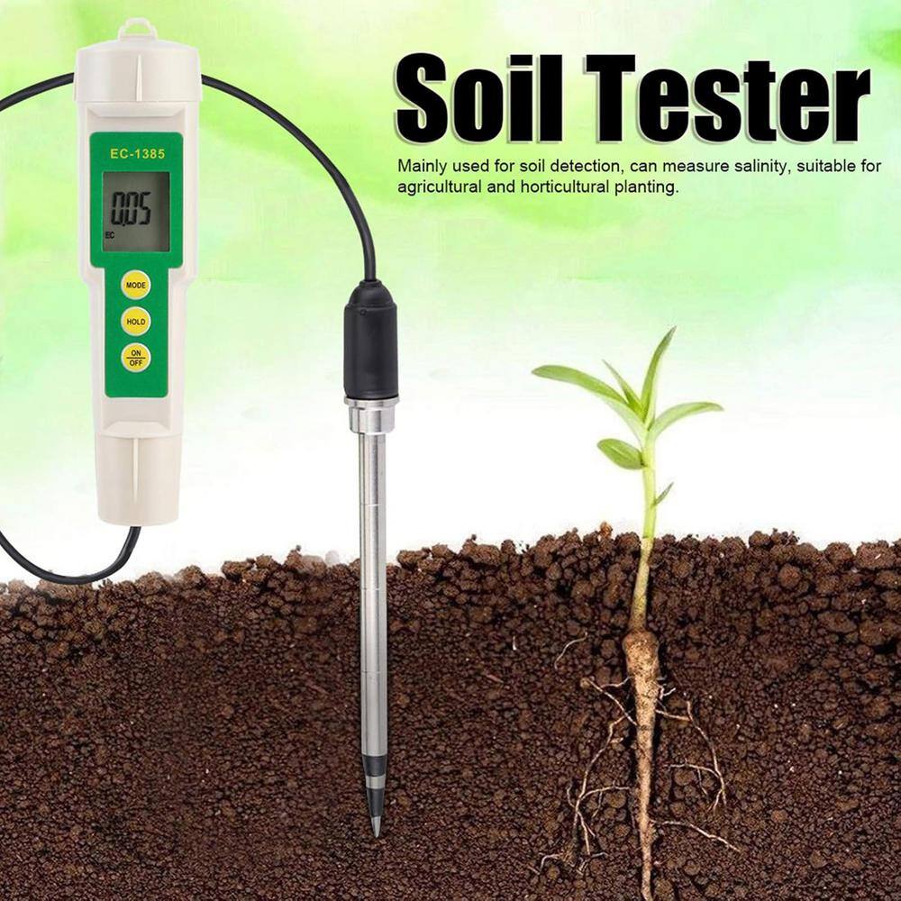 Portable Soil EC TDS CF Tester Salinity Meter for Agricultural Horticultural Planting, White Finish with LED Display - Hercitys