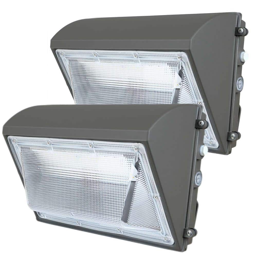 800- Watt Equivalent Integrated LED Bronze Dusk to Dawn Wall Pack Light, 5000K Commercial LED Security Light (2-Pack) - Hercitys