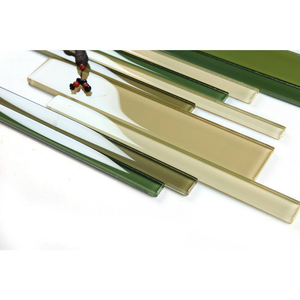 Modern Yellow Green 12 in. X 12 in. Mixed Glass Mosaic Wall Tile (8 Sq. Ft./Case) - Hercitys