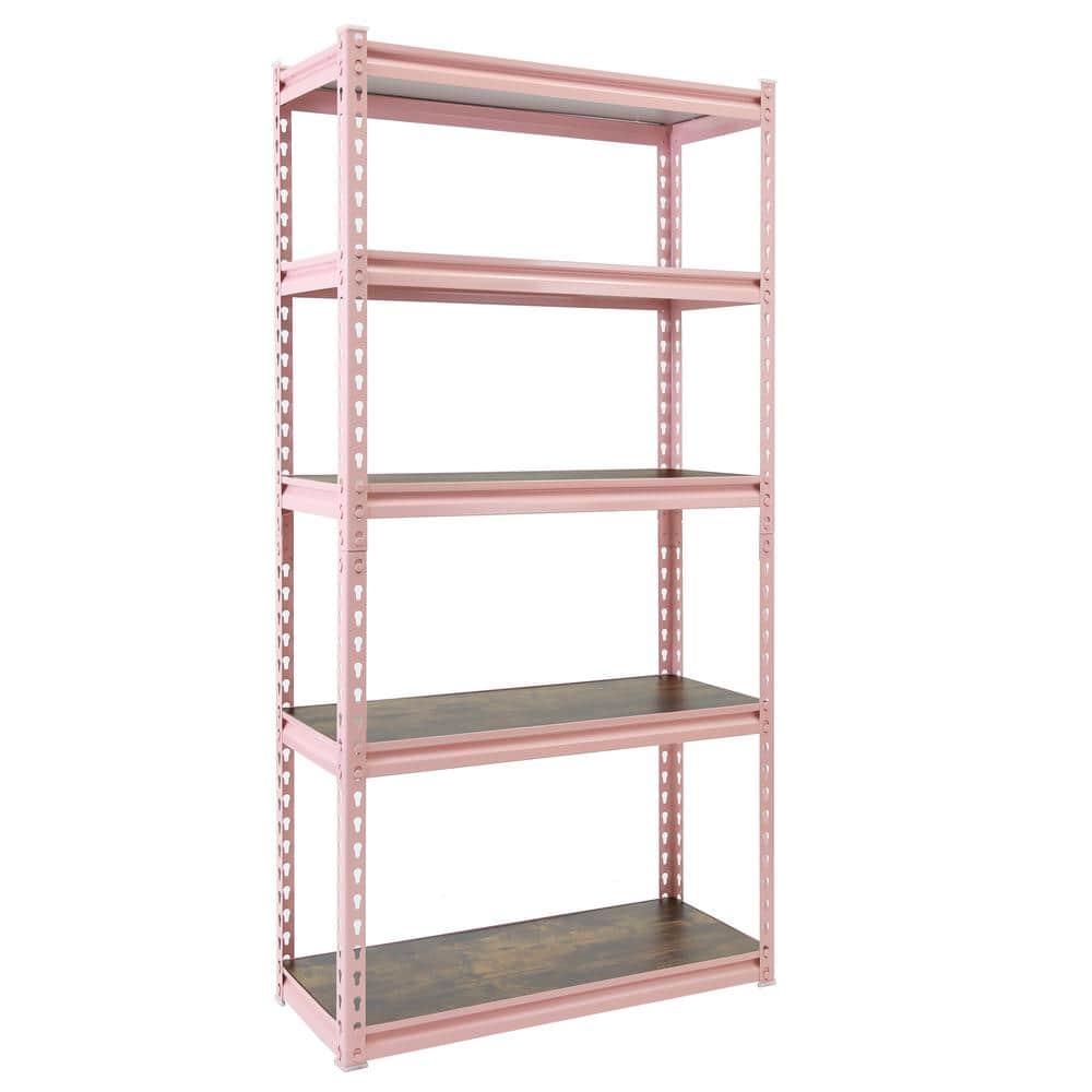 Pink 5-Tier Boltless Tier Height Adjustable Steel Frame Garage Storage Rack Shelving Units (42 in. W x 16 in. D x 72″) - Hercitys