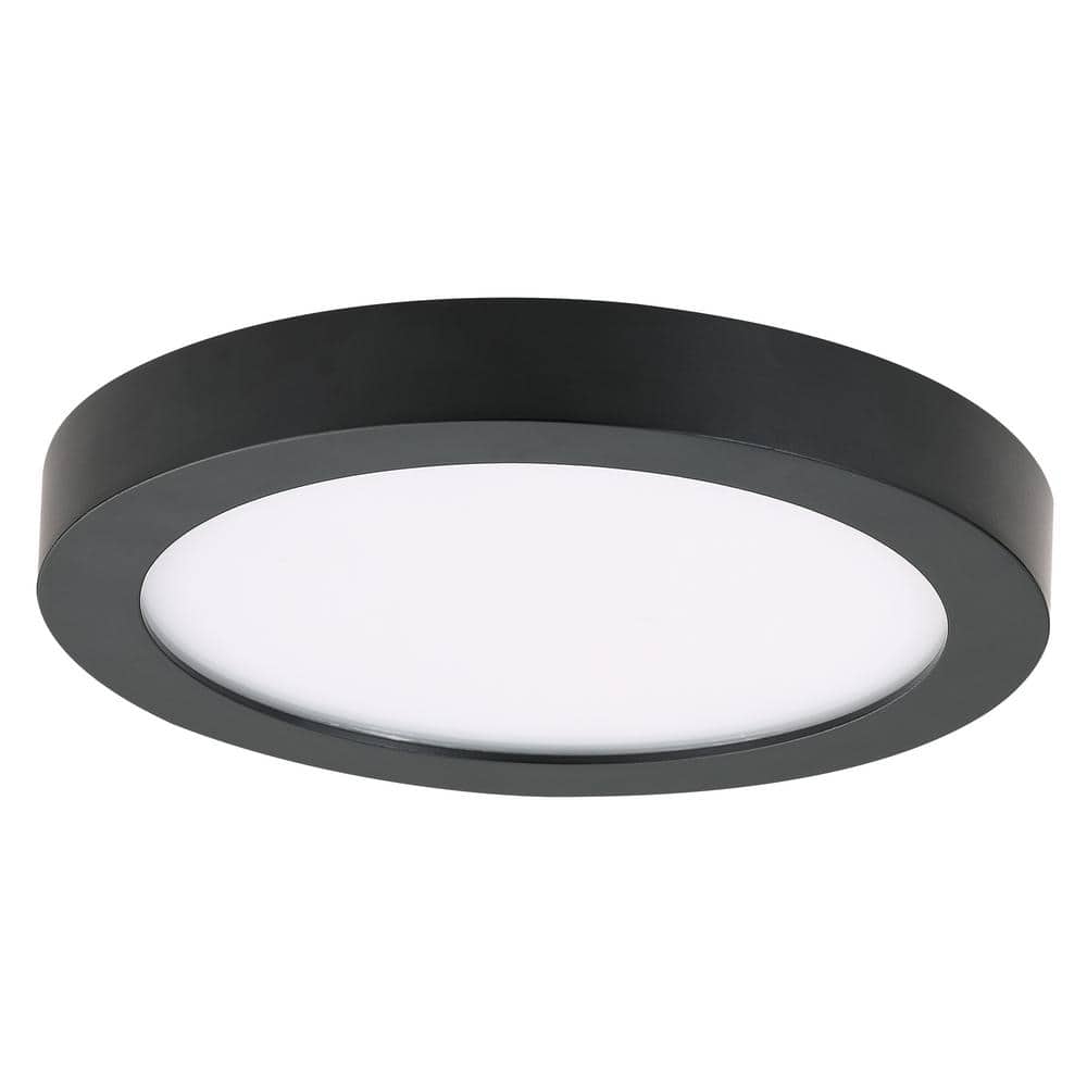Vantage 7.5 in. 1-Light Black LED Flush Mount with Acrylic Diffuser - Hercitys