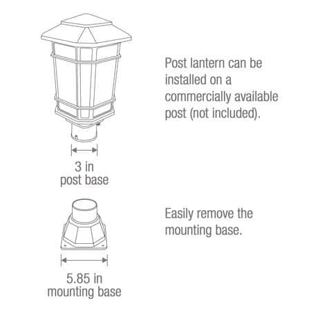 Williams 18in 1- Light Black Metal Dusk to Dawn Hardwired Outdoor Weather Resistant Pier Mount Light with LED Light Bulb - Hercitys