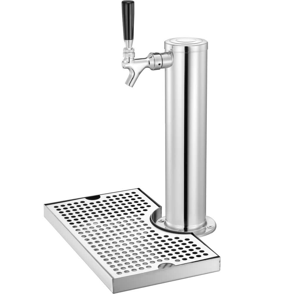 Kegerator Tower Kit, Single Tap Beer Dispenser, Stainless Steel Keg Tower with Dual Gauge CGA320 Regulator, Silver - Hercitys