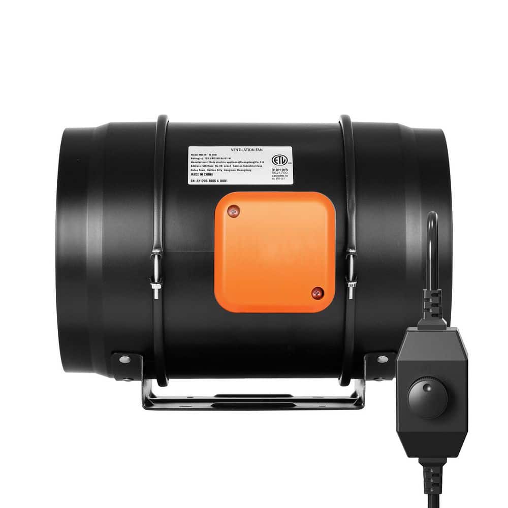 Inline Duct Fan, 8-in. 750CFM with Variable Speed Controller, Quiet AC-motor Ventilation Exhaust Fan for Cooling Booster - Hercitys