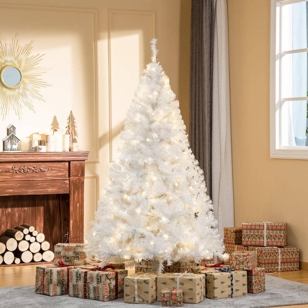 6 ft. White Pre-Lit LED Douglas Fir Christmas Tree with 250 LED Warm White Lights and 1000 Tips - Hercitys