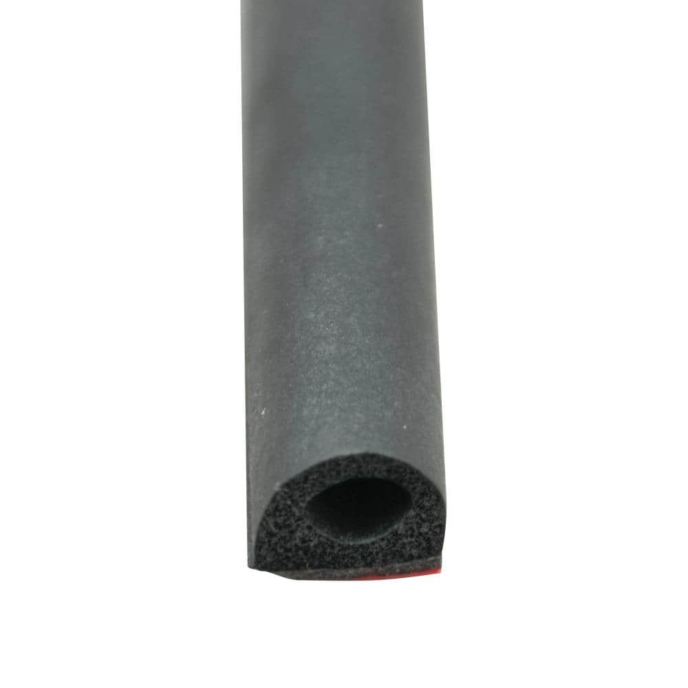 Non-Ribbed D-Seal with PSA (White Tape) – Black, 3/4 in. x 1/2 in. x 50 ft. - Hercitys