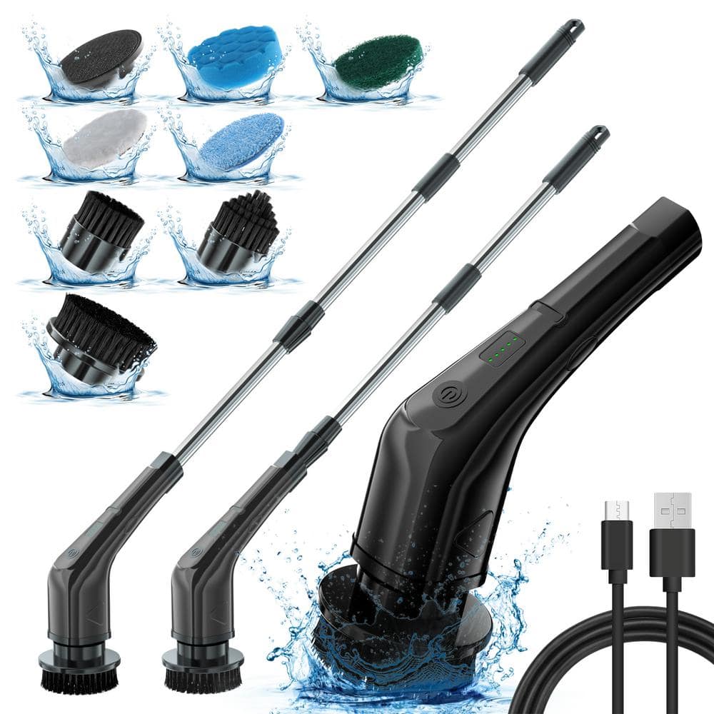 7 in 1 Electric Spin Scrubber Cordless Cleaning Brush with Extendable Handle for Floor Cleaner, Bathtub, Sweeper - Hercitys