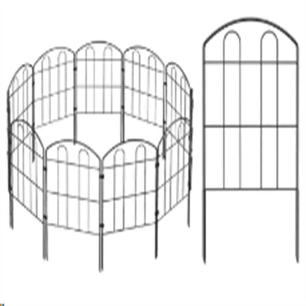 Outdoor Powder Coated Mill Edge Metal Decorative Garden Fence Border Animal Barrier Measures 24 in. x 130 in. 10-Pieces - Hercitys