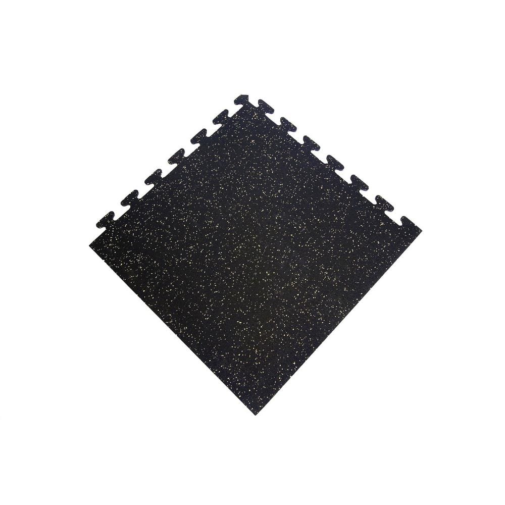 Black with Tan 24 in. x 24 in. Finished Corner Recycled Rubber Floor Tile (16 sq. ft./case) - Hercitys