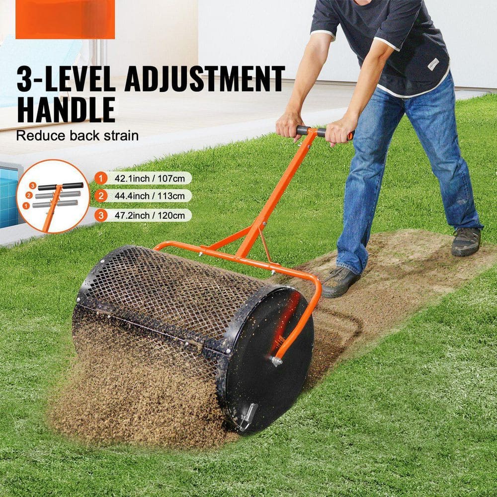 Compost Spreader Peat Moss Spreader 24 in. W 24.4-26.4 in. Height Adjustable Lawn and Garden Spreaders Compost; Top Soil - Hercitys