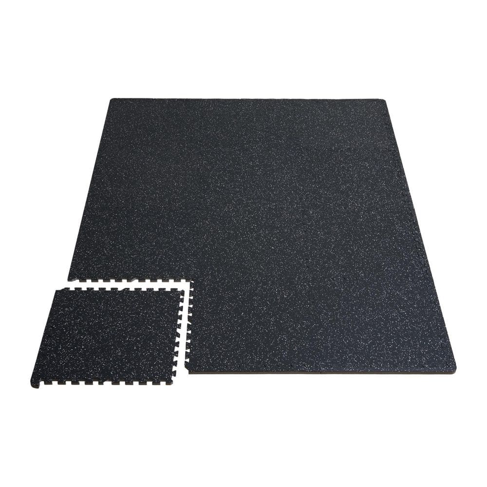 Gym Floor Mats, Black and White, 24 in. W x 24 in. L x 0.56 in. T, Rubber Top with Foam, Gym Flooring Mat, (48 sq. ft. ) - Hercitys
