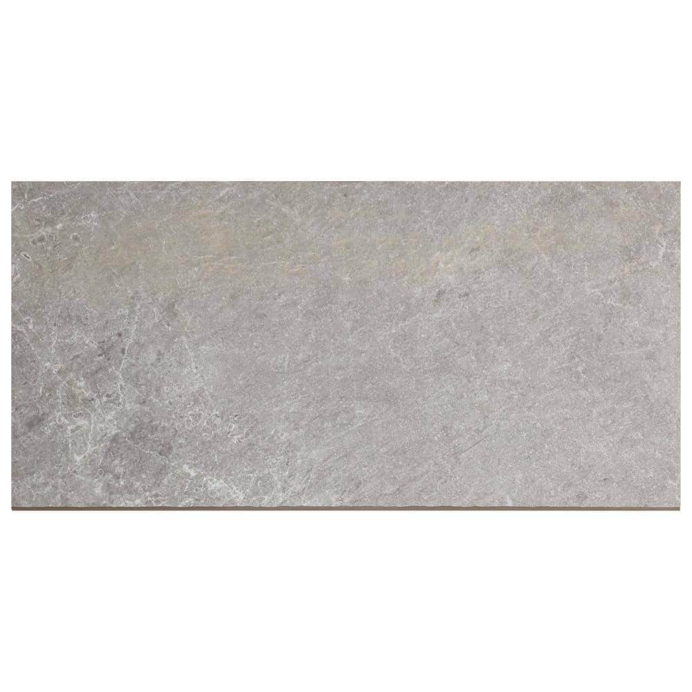 LithoTech 11.81 in. x 23.62 in. x 0.78 in. Silver Gray Matte Porcelain Floor Pool Coping Tile (1.93 sq. ft./Each) - Hercitys