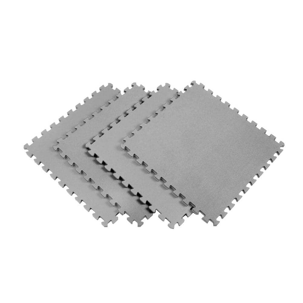 Gray 24 in. x 24 in. EVA Foam Solid Color Multi-Purpose Interlocking Tile (20-Tile) - Hercitys