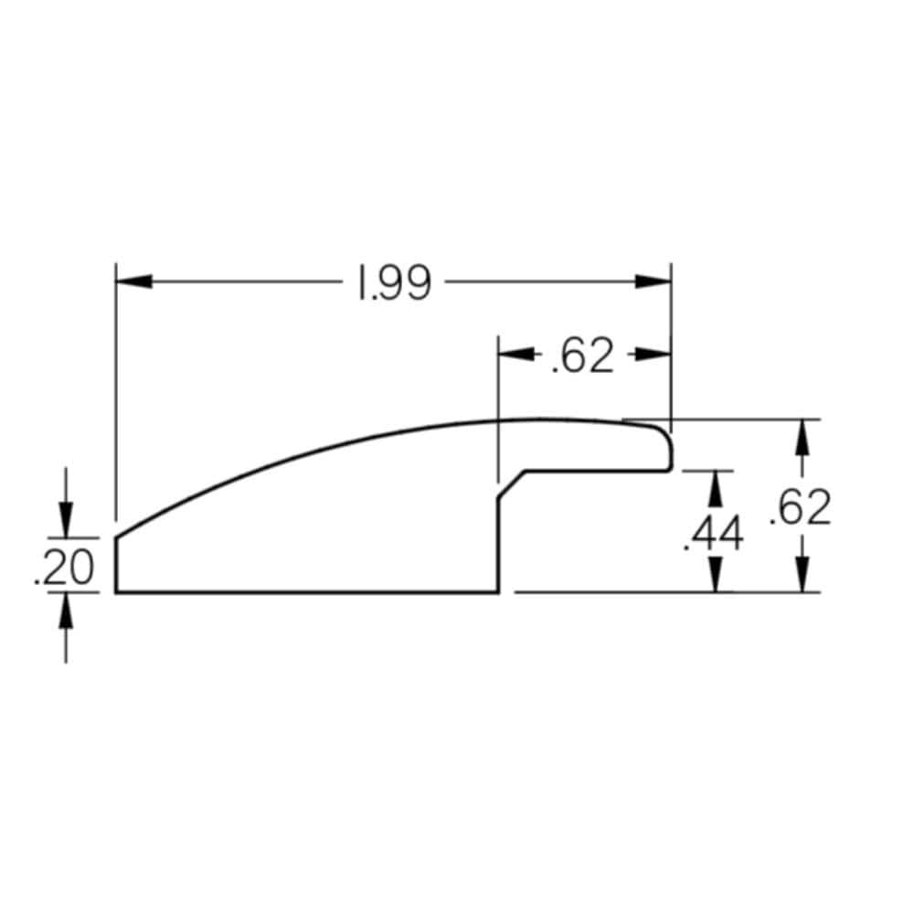 Acke 0.38 in. Thick x 2 in. Wide x 78 in. Length Overlap Wood Reducer - Hercitys