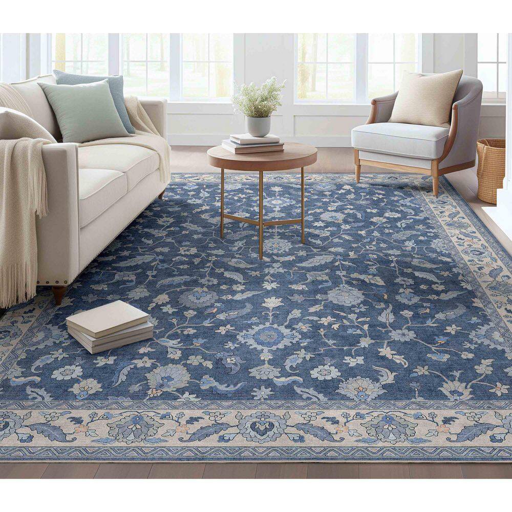 Ushak Mardin Updated Traditional Boho, Blue 5 ft. 3 in. x 7 ft. 3 in. Area Rug - Hercitys