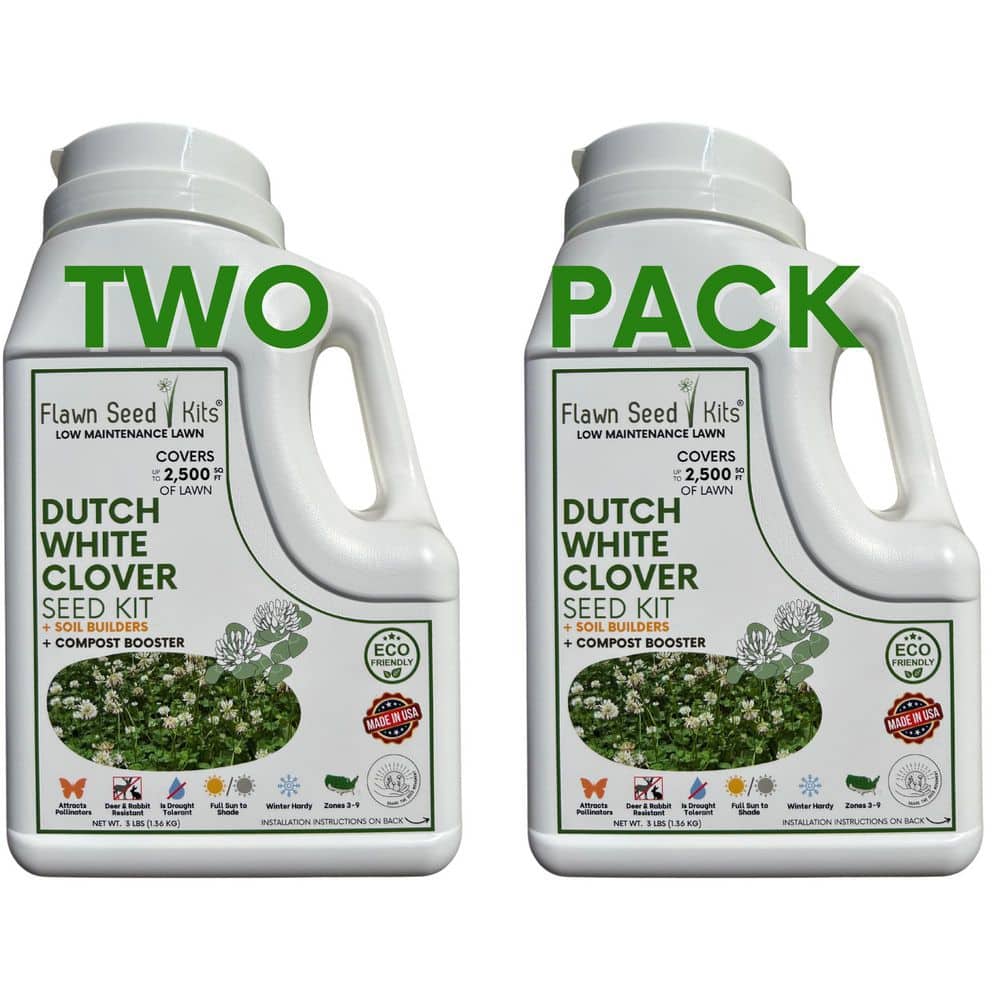 Dutch White Clover Flower Lawn Seed Kit, Easy Spread Shaker, Low Mnt, Alt Ground Cover, Covers up to 5,000 sq. ft. - Hercitys