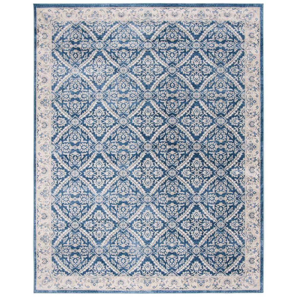 Brentwood Navy/Cream 9 ft. x 12 ft. Antique Floral Border Area Rug - Hercitys