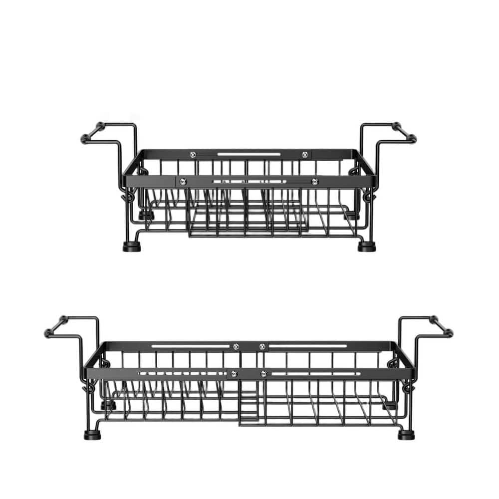 Black Extendable Dish Drainer Dish Rack for Kitchen Counter and Sink, Adjustable Capacity Over The Sink - Hercitys