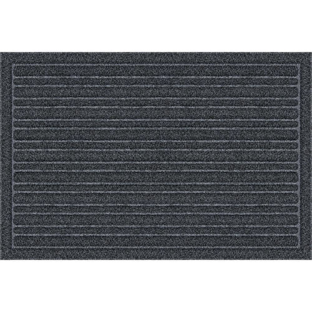 Ribbed Charcoal 24 in. x 36 in. Non-Slip Indoor Outdoor Door Mat - Hercitys