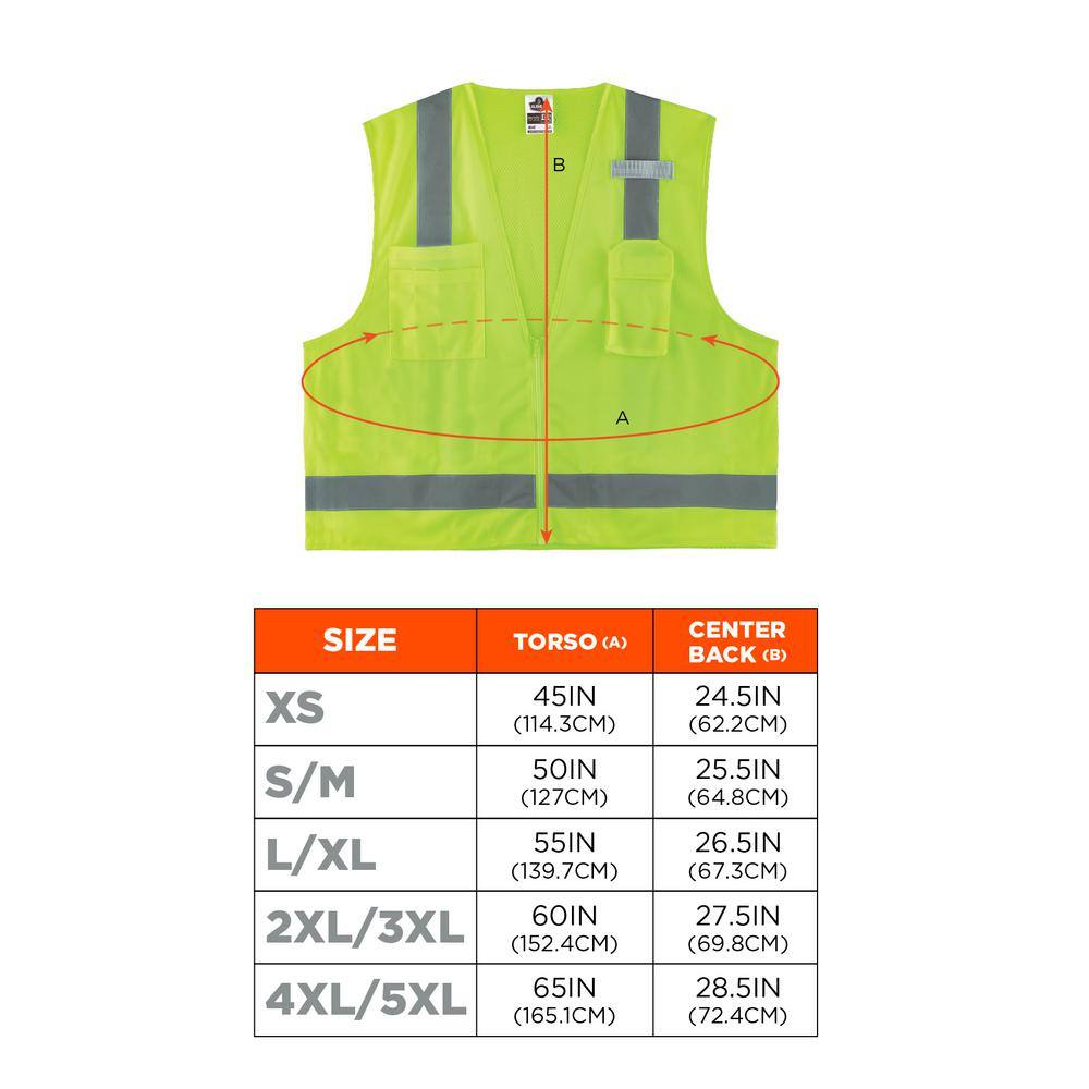 GLoWEAR XS Lime Hi-Vis Type R Class 2 Economy Surveyors Vest - Hercitys