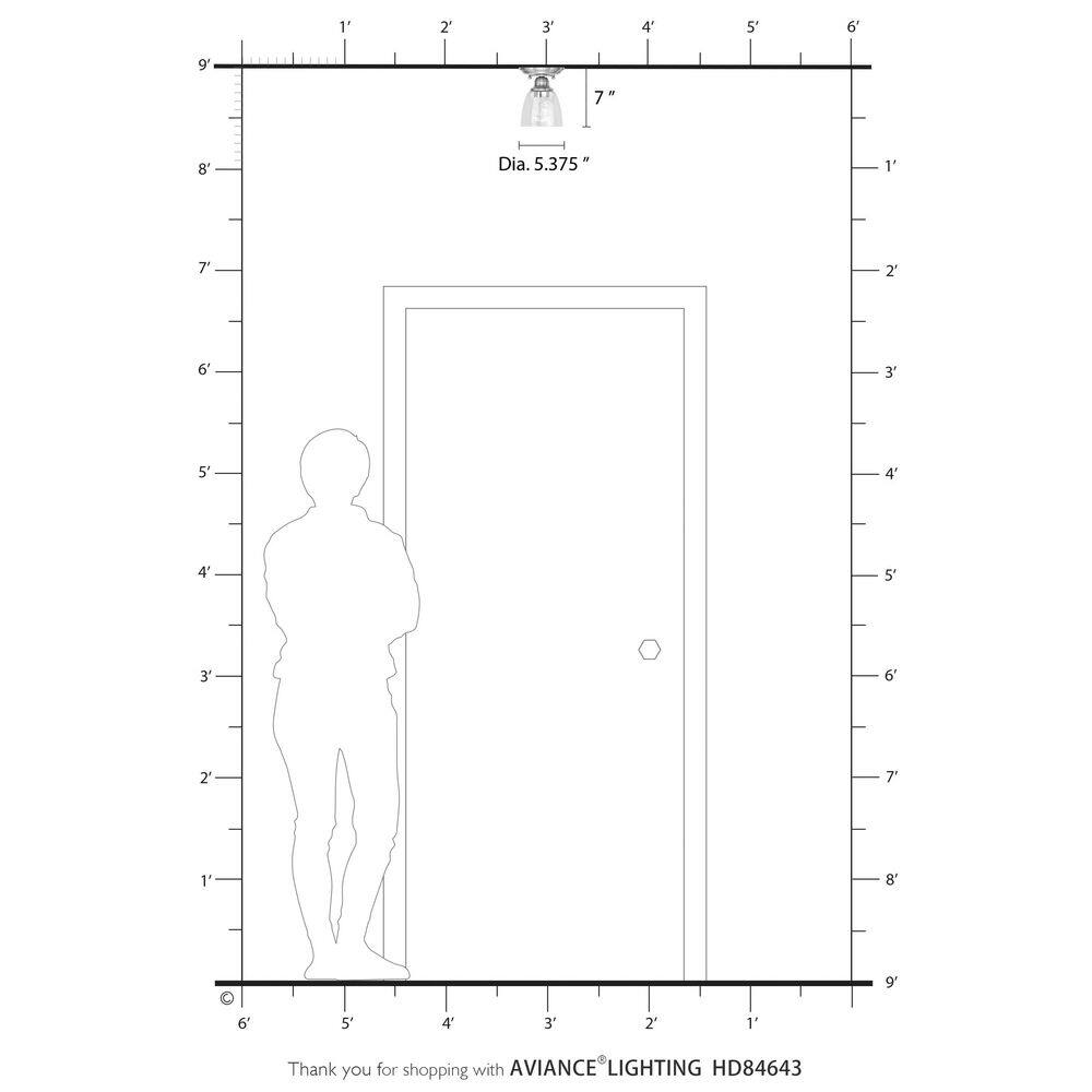 Grandview 5.375 in. 1-Light Bronze Petite Semi Flush Mount with Clear Glass - Hercitys
