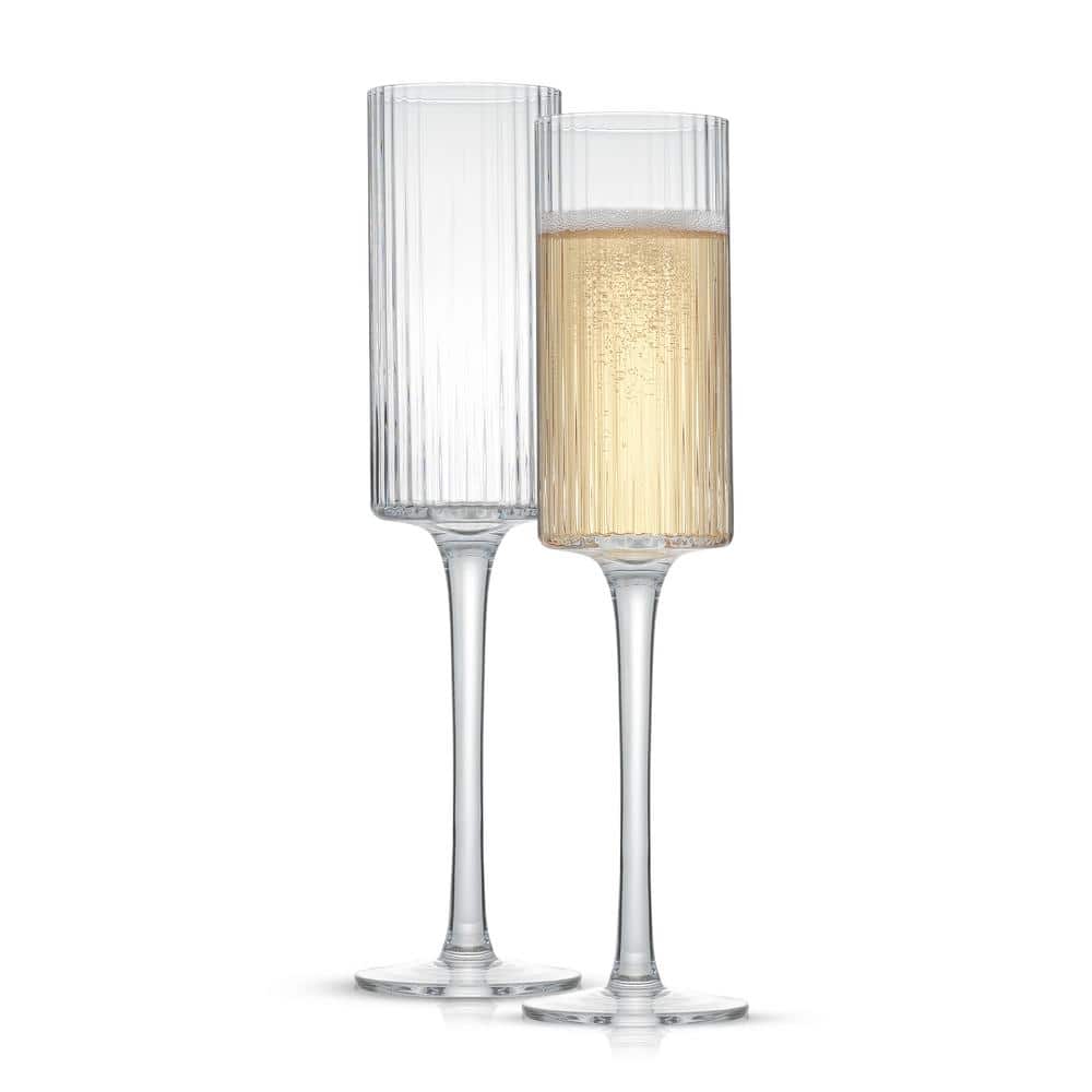 Elle Fluted Cylinder Champagne Glass – 6 oz. – (Set of 2) - Hercitys