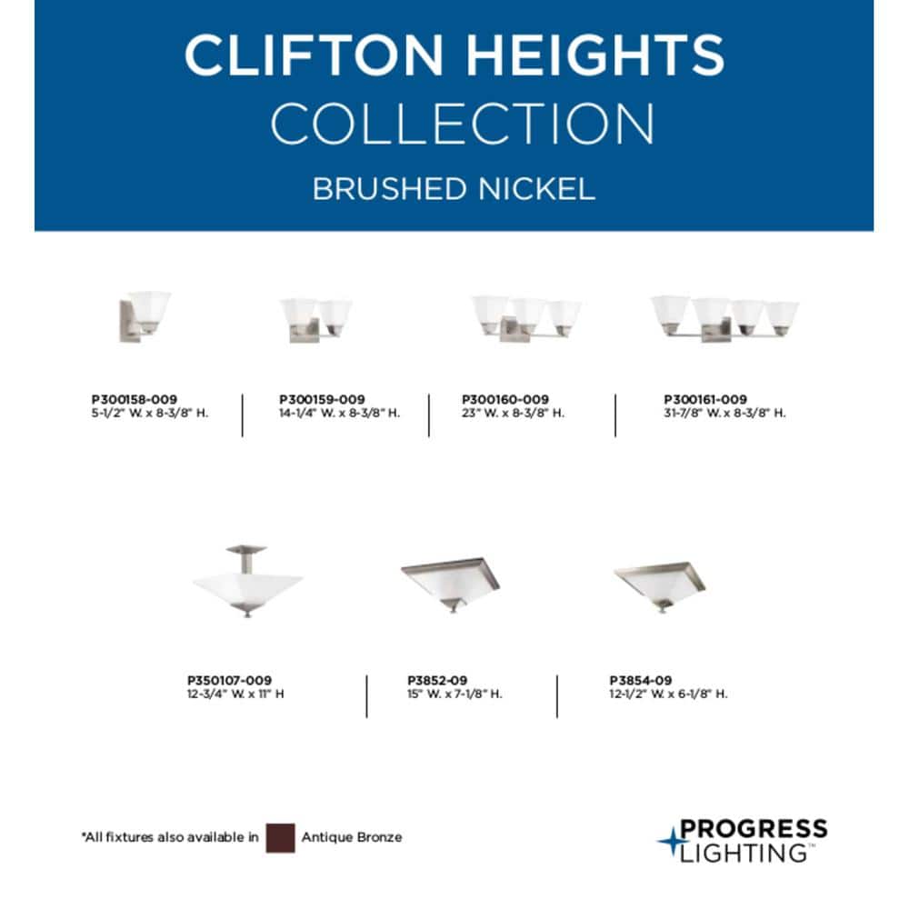 Clifton Heights 2-Light Brushed Nickel Semi-Flush Mount - Hercitys