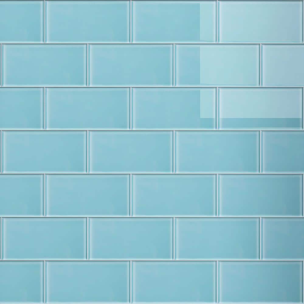 Crystile Ocean 3 in. X 6 in. Glossy Glass Subway Tile (10 sq. ft./Case) - Hercitys