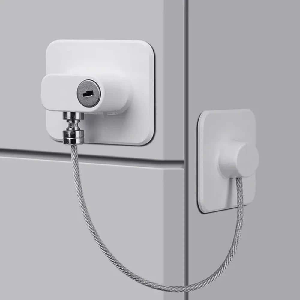 White Child Safety Locks Refrigerator Lock with Keys, for Fridge, Cabinets, Drawers Baby Locks (2-Pack) - Hercitys